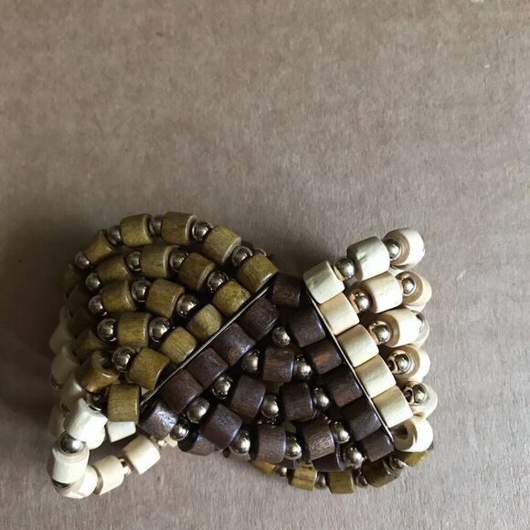Neutral stretch Unbranded bracelet gold color beads brown tan - Picture 7 of 7